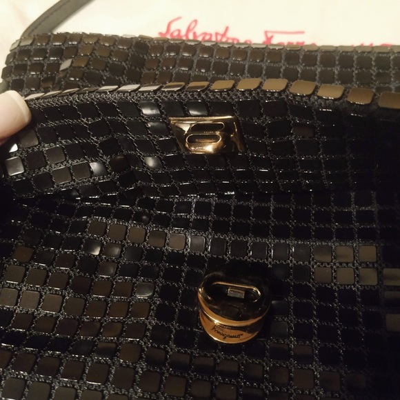 💕✨AUTHENTIC Ferragamo Mini Black Sequin Bag✨💕 - Picture 4 of 16